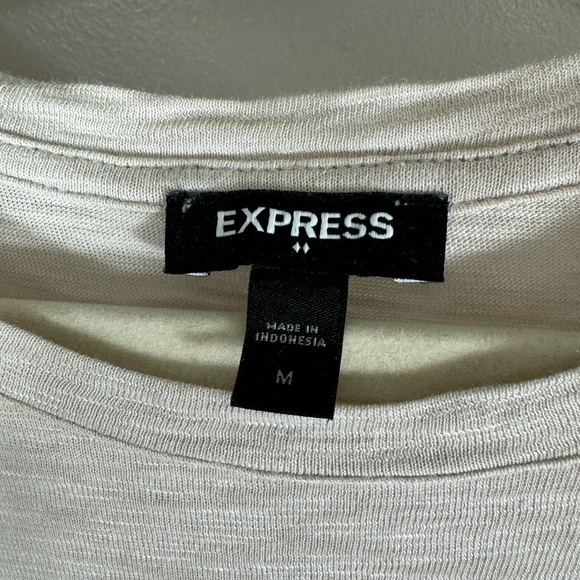 NWOT: Express Cream Tee w/ Lace Sleeves - Picture 4 of 4